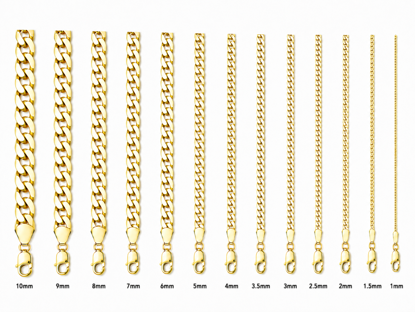 14KT Gold Bracelet Hollow Curb 1mm
