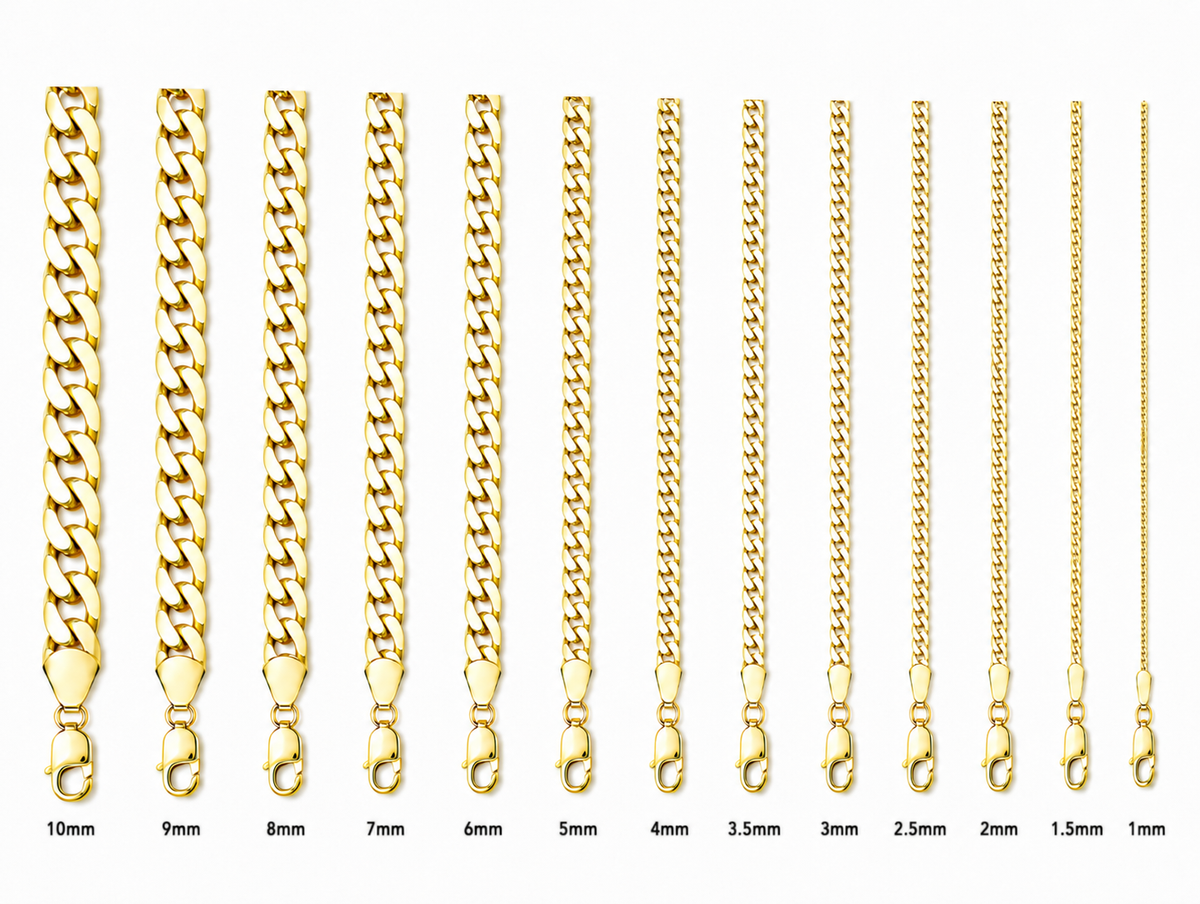 14KT Gold Chain Hollow Curb 8mm