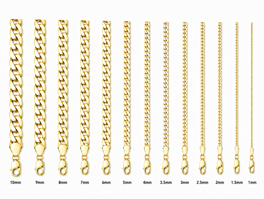 14KT Gold Chain Hollow Curb 8mm