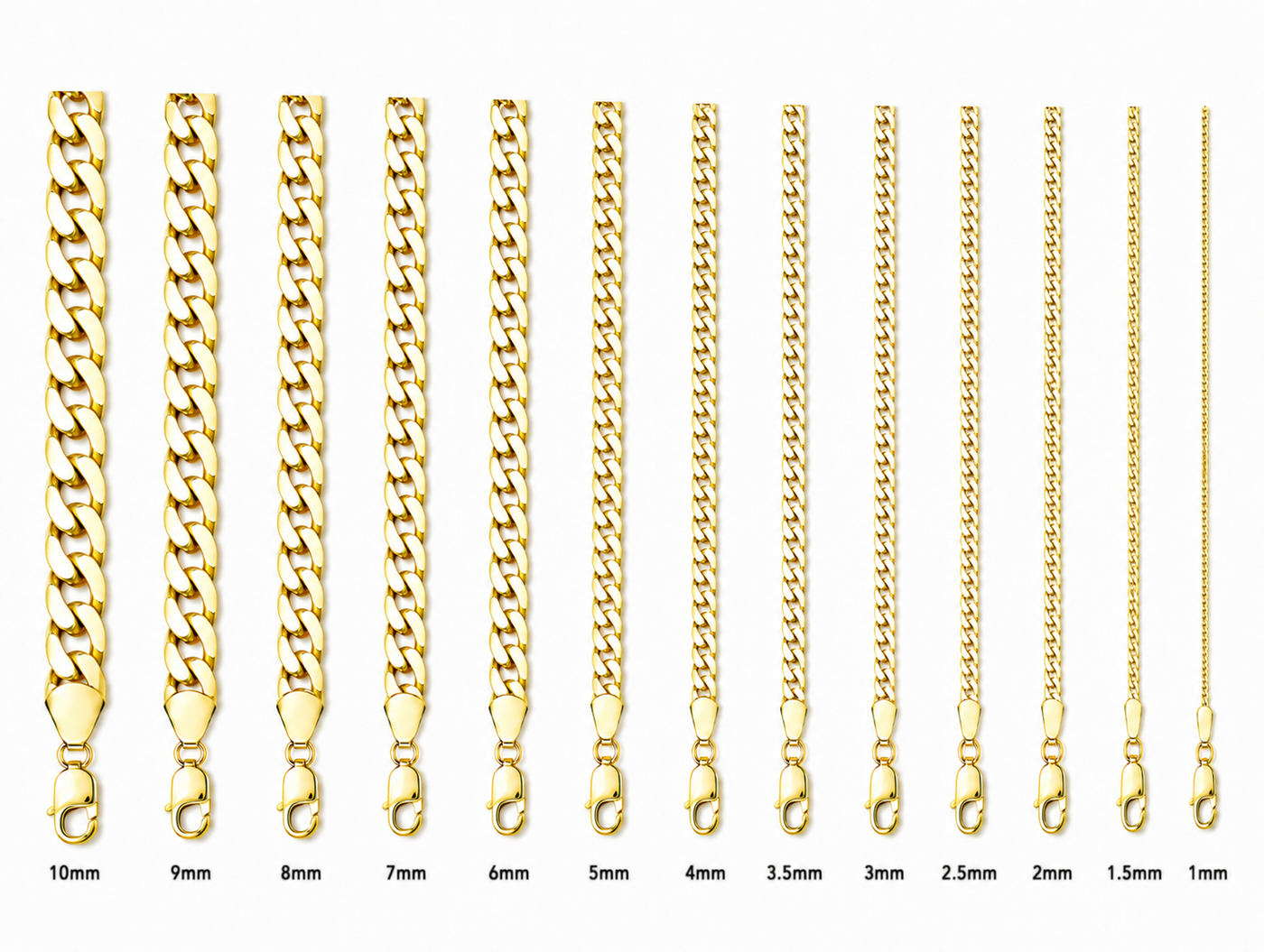 14KT Gold Chain Solid Curb 8mm