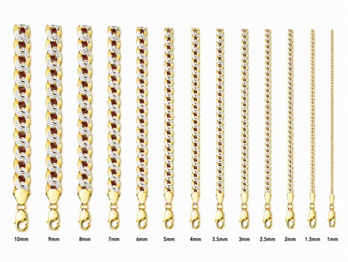 14KT Gold Chain Solid Curb Pave 6mm