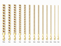 14KT Gold Chain Solid Curb Pave 8mm