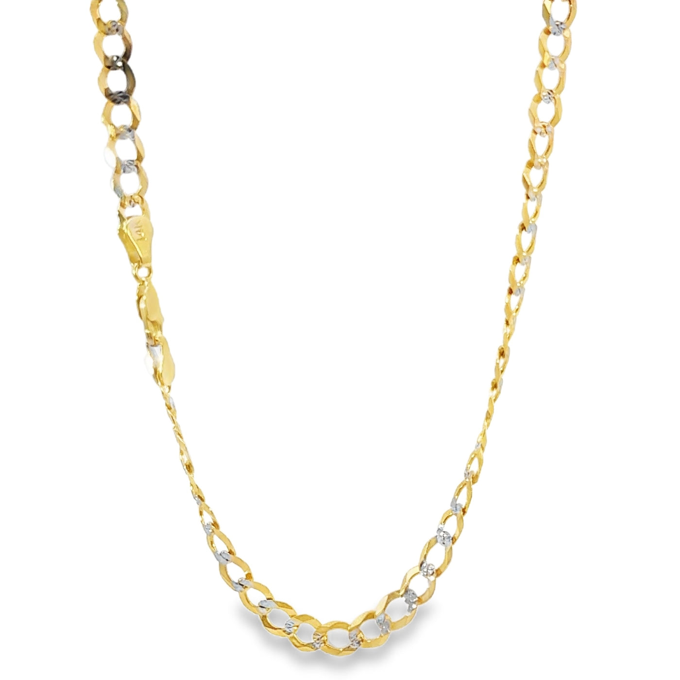 14KT Gold Chain Solid Curb Pave 6mm
