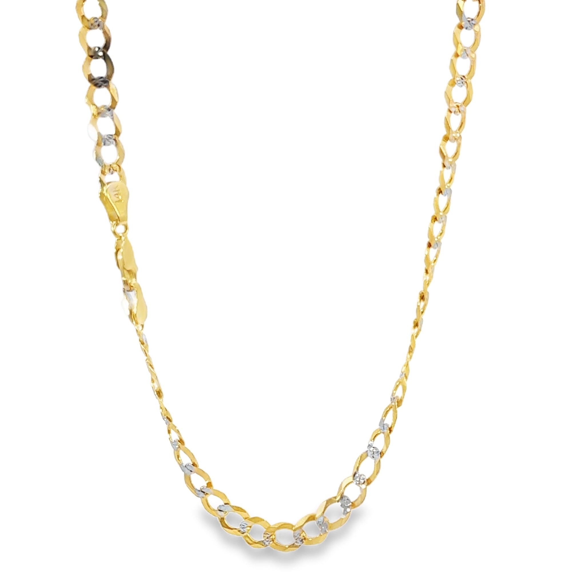 14KT Gold Chain Solid Curb Pave 6mm