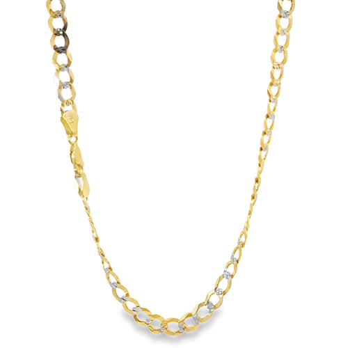 14KT Gold Chain Solid Curb Pave 6mm
