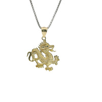 14KT Gold Charm Plain Diamond Cut Dragon with Plain Bell