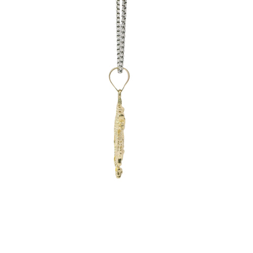 14KT Gold Charm Plain Diamond Cut Dragon with Plain Bell