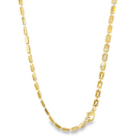 14K Gold Chain Baguette Tennis Chain with White CZ Stones and Plain Clasp 3.5mm