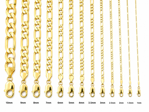 14KT Gold Chain Hollow Figaro 1mm
