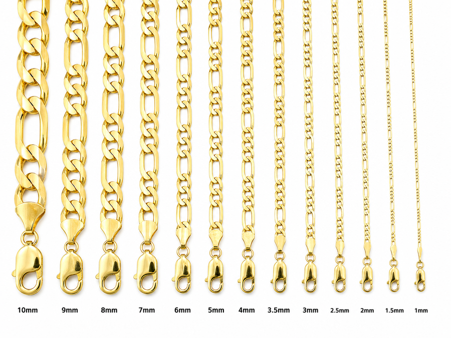 14KT Gold Chain Solid Figaro 1.5mm