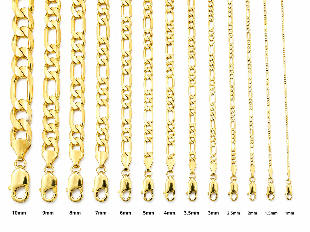 14KT Gold Chain Solid Figaro 3.5mm