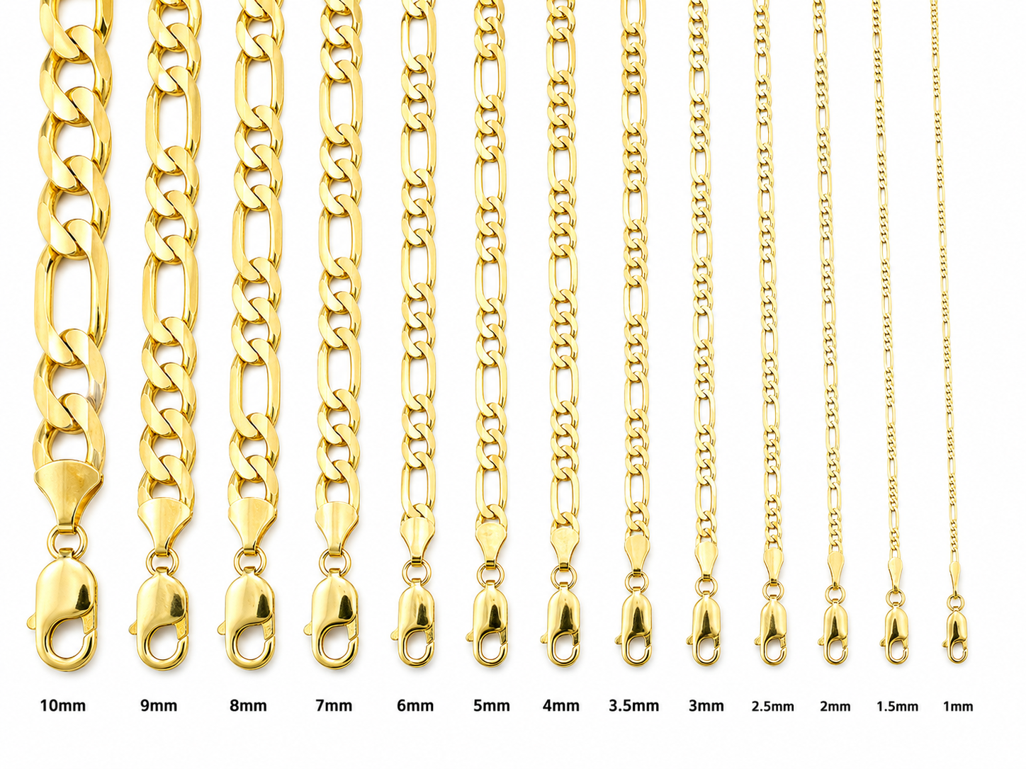 14KT Gold Chain Solid Figaro 3.5mm