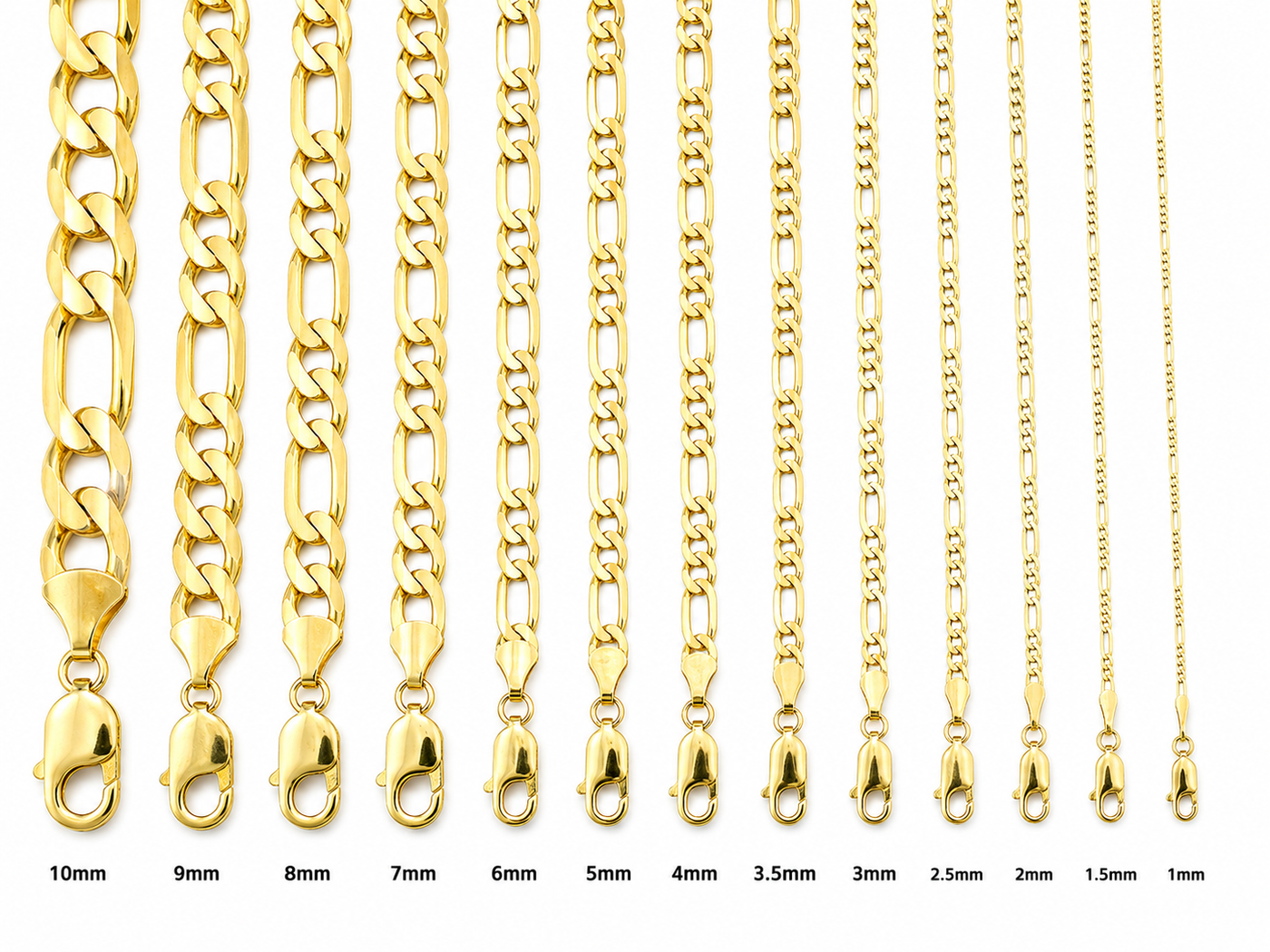 14KT Gold Chain Hollow Figaro 2mm