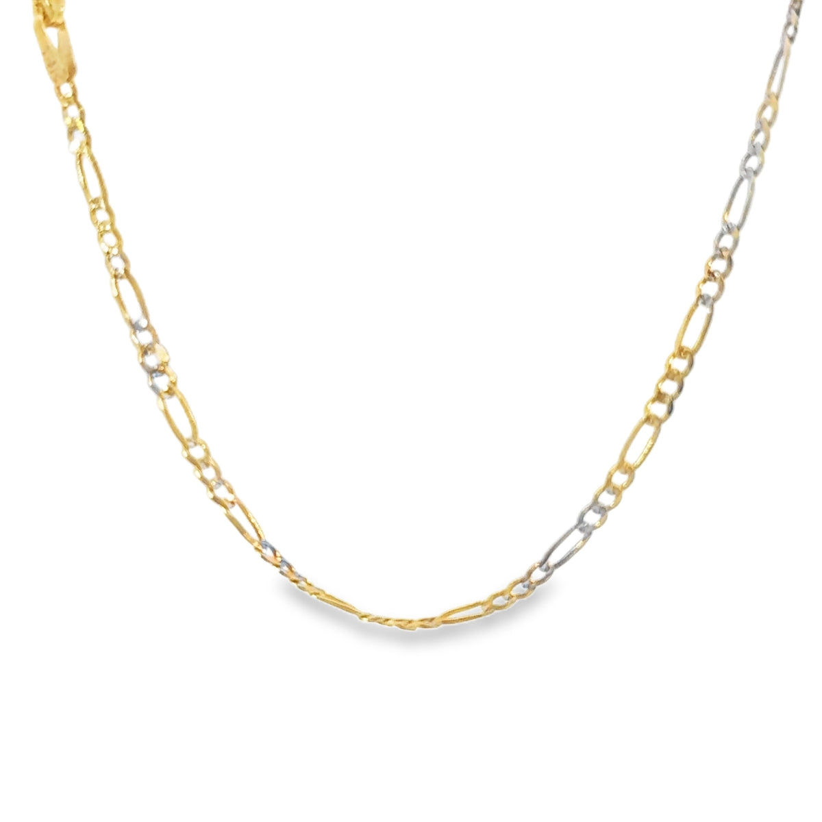 14KT Gold Chain Hollow Figaro Pave 2.5mm