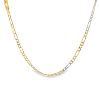 14KT Gold Chain Solid Figaro Pave 2.5mm
