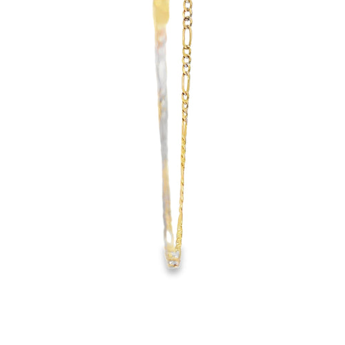14KT Gold Chain Solid Figaro Pave 2.5mm