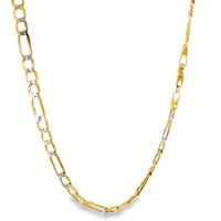 14KT Gold Chain Solid Figaro Pave 6mm