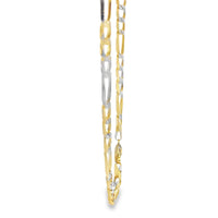 14KT Gold Chain Solid Figaro Pave 7mm