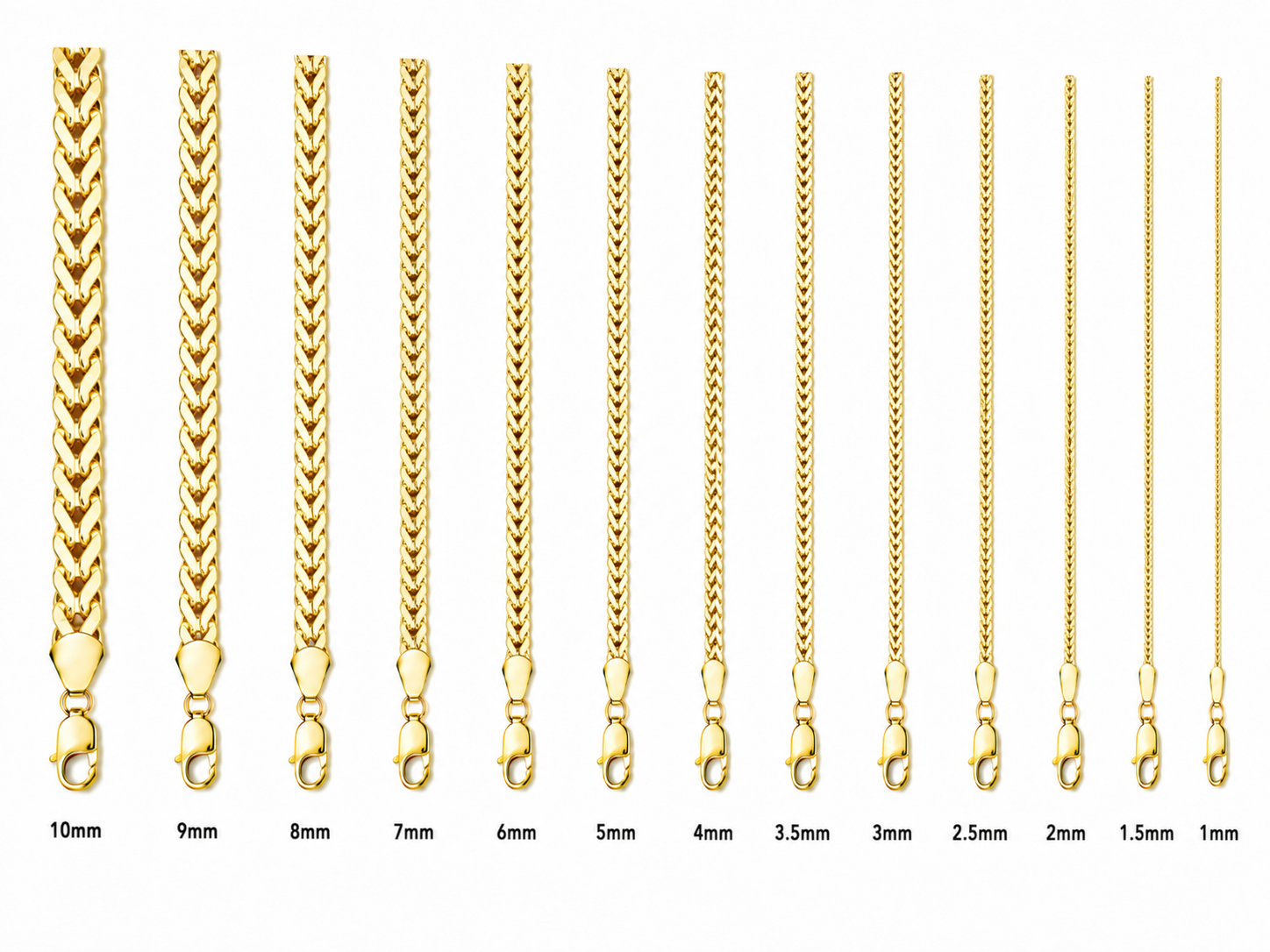 14KT Gold Chain Solid Flat Franco 10mm