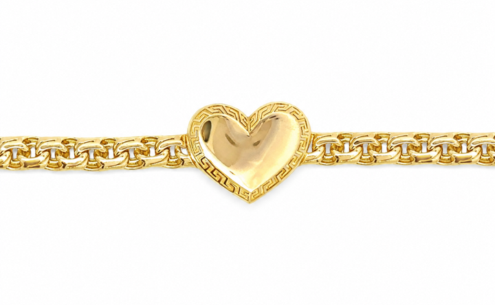14KT Gold Chain Greek Chino Heart with Plain Clasp 4mm