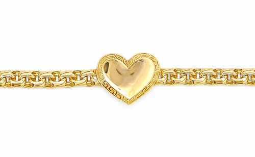 14KT Gold Chain Greek Chino Heart with Plain Clasp 4mm