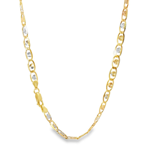 14KT Gold Chain Hollow Tri Tone Heart Valentino 5mm