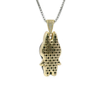 14KT Gold Charm Large 3D Black Enamel LaBuBu Body, White Enamel Eyes, and White CZ Stones Bell