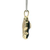 14KT Gold Charm Large 3D Black Enamel LaBuBu Body, White Enamel Eyes, and White CZ Stones Bell