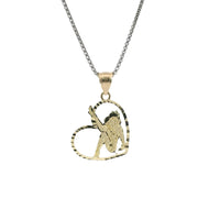 14KT Gold Charm Medium Diamond Cut Open Center "Pin Up" Heart Betty Boop with Plain Bell