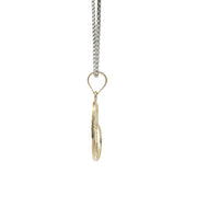 14KT Gold Charm Medium Diamond Cut Open Center "Pin Up" Heart Betty Boop with Plain Bell
