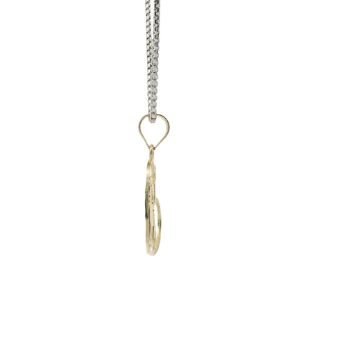 14KT Gold Charm Medium Diamond Cut Open Center "Pin Up" Heart Betty Boop with Plain Bell