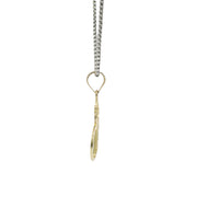 14KT Gold Charm Medium Diamond Cut Open Center "Pin Up" Heart Betty Boop with Plain Bell