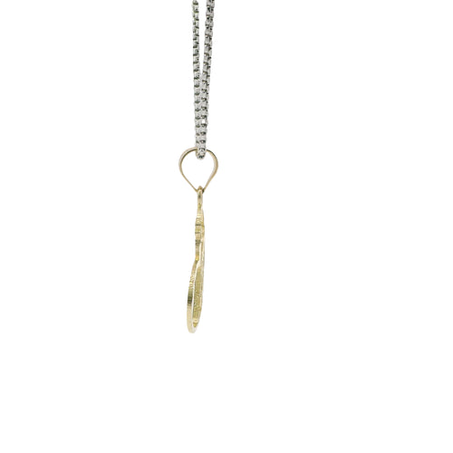 14KT Gold Charm Medium Diamond Cut Open Center "Pin Up" Heart Betty Boop with Plain Bell