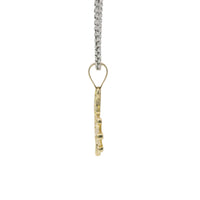 14KT Gold Charm Medium White CZ Stones Heart with Plain Crown, Sash and Bell