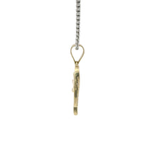 14KT Gold Charm Medium White CZ Stones Heart with Plain Crown, Sash and Bell