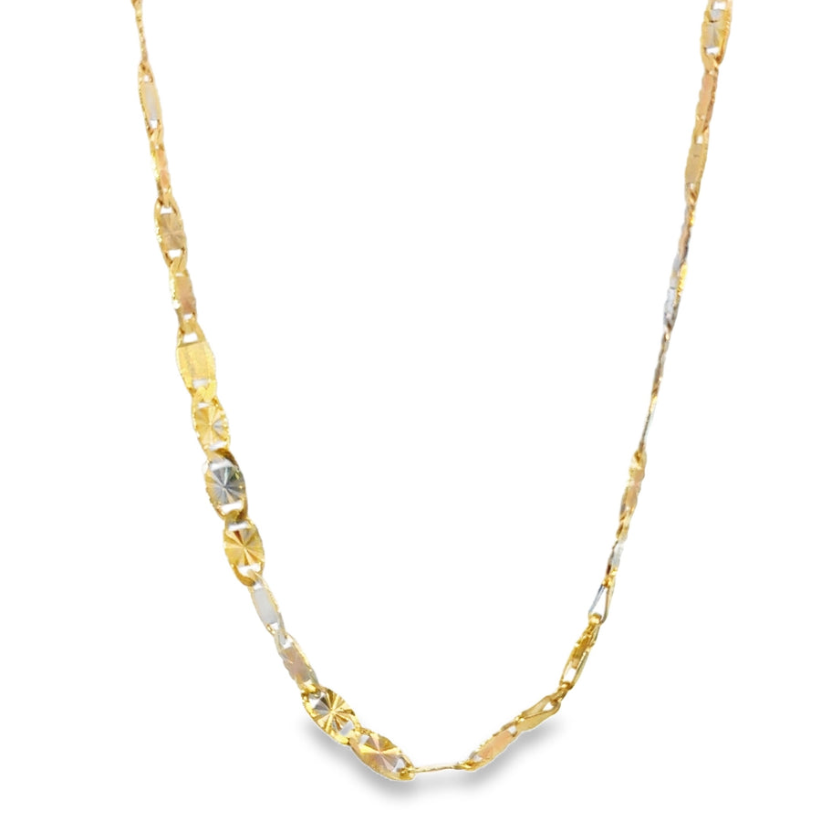 14KT Gold Chain Hollow Tri Tone Heart Valentino Mariner 5mm