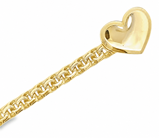 14KT Gold Chain Solid Chino Heart White CZ Box Clasp 3mm