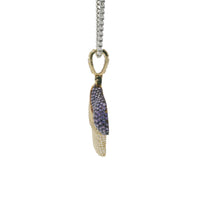 14KT Gold Charm Large 3D Double Cup Purple Lean Flat Back with White CZ Stones Cup and Bell