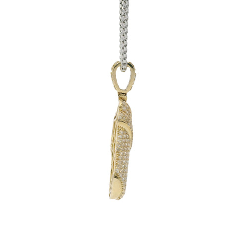 14KT Gold Charm Large 3D Double Cup Purple Lean Flat Back with White CZ Stones Cup and Bell
