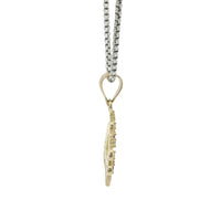 14KT Gold Charm Jumbo Quincenaera "15" Center Open Heart Tiara with Dark Pink and White CZ Stones Top and Round White CZ Stones Band and Plain Bell