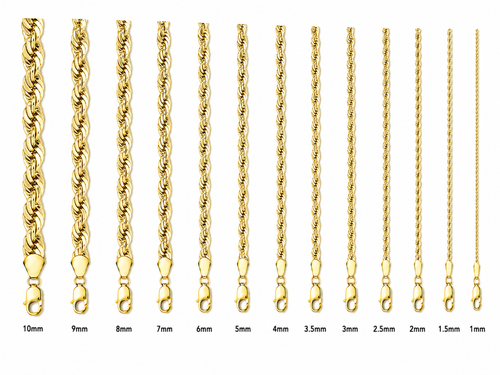14KT Gold Chain Solid Diamond Cut Rope 2.5mm