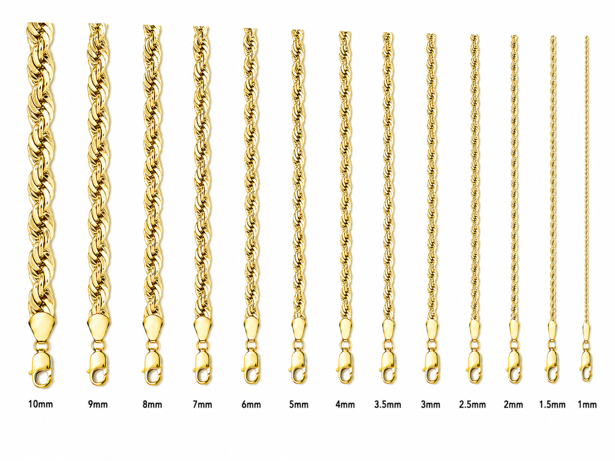 14KT Gold Chain Hollow Diamond Cut Rope 4.5mm