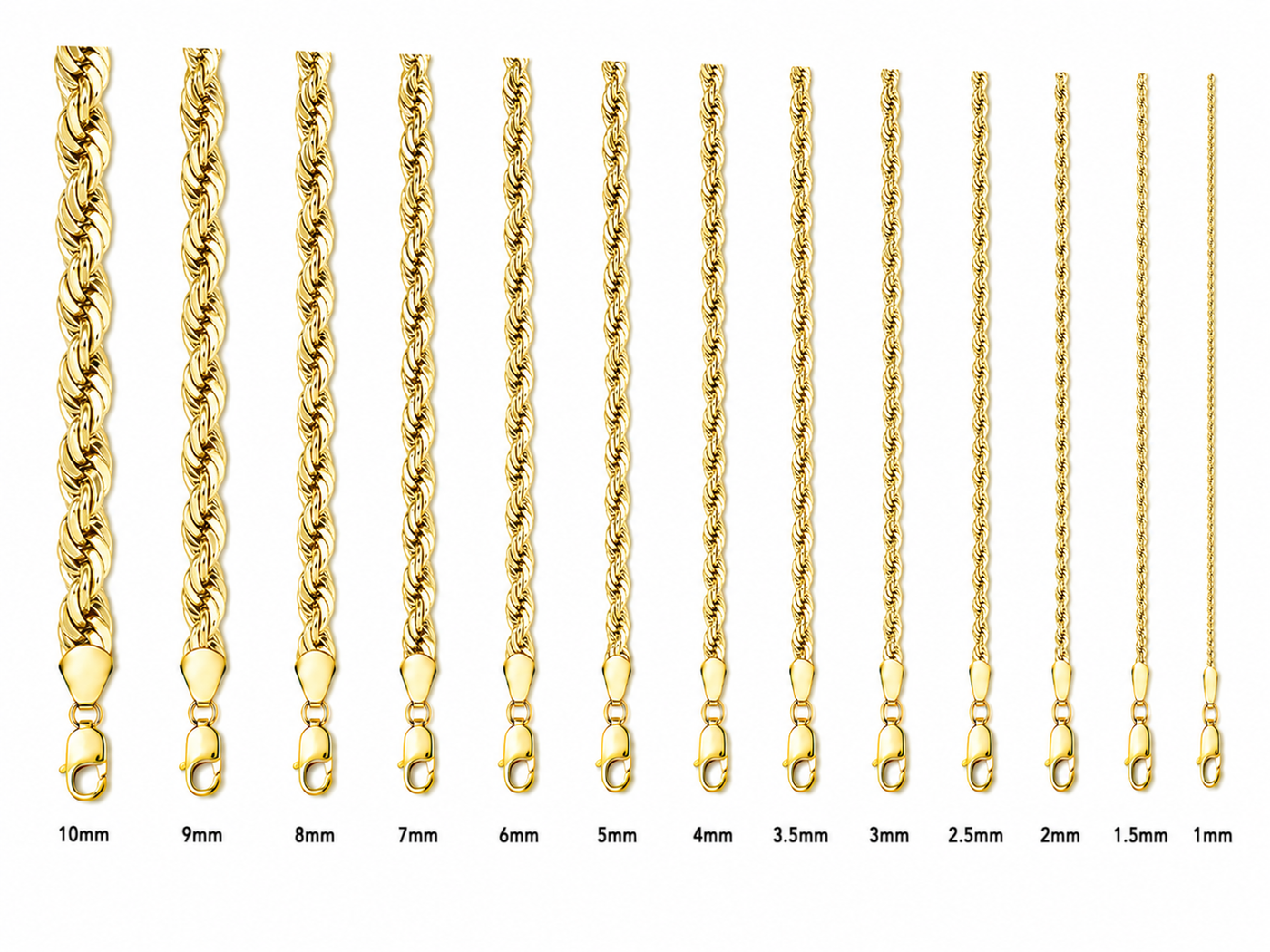 14KT Gold Chain Hollow Diamond Cut Rope 4.5mm