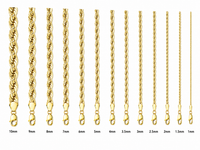 14KT Gold Chain Hollow Diamond Cut Rope 4.5mm