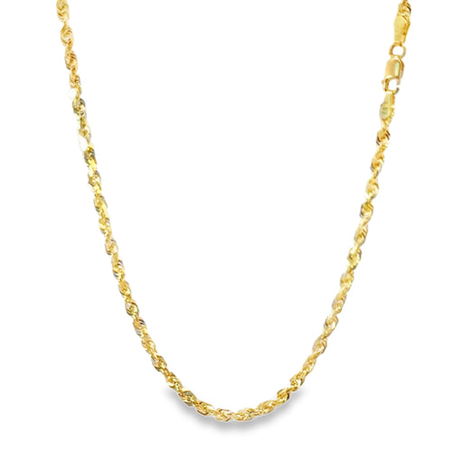 14KT Gold Chain Semi-Solid Diamond Cut Rope 2.5mm