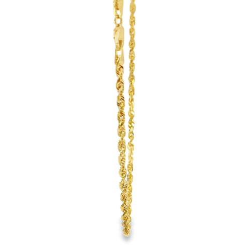 14KT Gold Chain Hollow Diamond Cut Rope 2.5mm