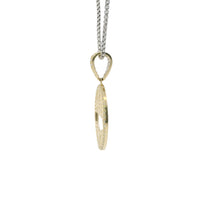 14KT Gold Charm Large Round Tree of Life with White CZ Stones Border and Bell