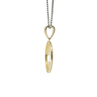 14KT Gold Charm Large Round Tree of Life with White CZ Stones Border and Bell