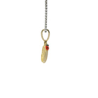 14KT Gold Charm Small 3D Enamel CoCo Melon Face Flat Back with White CZ Stones Border and Bell