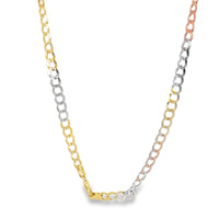 14KT Gold Chain Hollow Tri Tone Curb 4.5mm